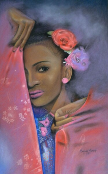 Disegno intitolato "Beauty For Ashes" da Samuel Momoh (Artsam), Opera d'arte originale, Pastello