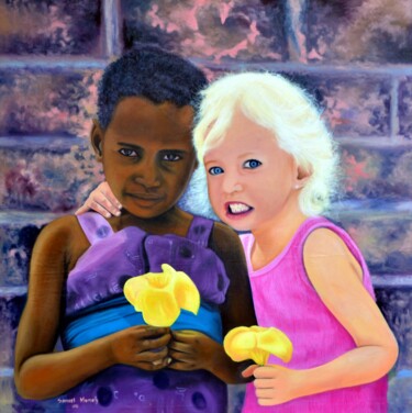 Картина под названием "One (Black or White)" - Samuel Momoh (Artsam), Подлинное произведение искусства, Масло