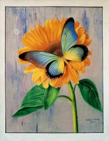 Dessin intitulée "Sun Flower" par Samuel Momoh (Artsam), Œuvre d'art originale, Pastel
