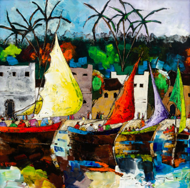 Malerei mit dem Titel "All afloat" von Samuel Njuguna Njoroge, Original-Kunstwerk, Acryl