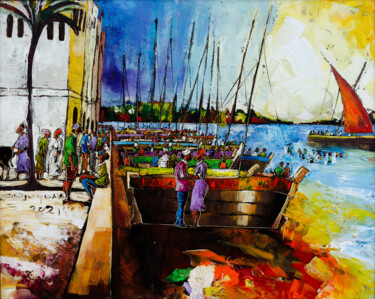 Painting titled "Sunday afternoon" by Samuel Njuguna Njoroge, Original Artwork, Acrylic