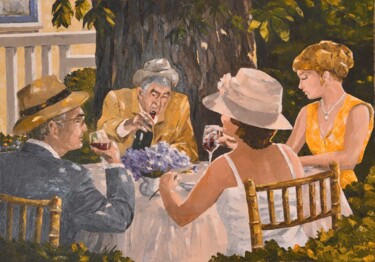 Peinture intitulée "Déjeuner d'été sous…" par Samuel René Halifax, Œuvre d'art originale, Huile