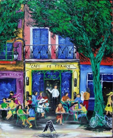 Peinture intitulée "Café de France 2" par Samuel Besnard, Œuvre d'art originale, Autre