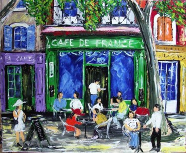 Painting titled "Cafe de France" by Samuel Besnard, Original Artwork, Other