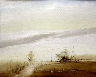 Painting titled "Armenian landscape" by Samvel Galstyan, Original Artwork, Watercolor
