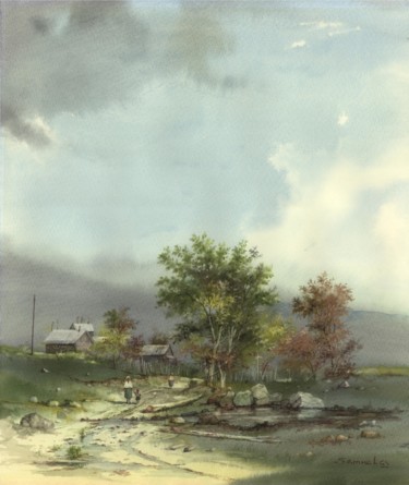 Painting titled "After rain" by Samvel Galstyan, Original Artwork, Watercolor