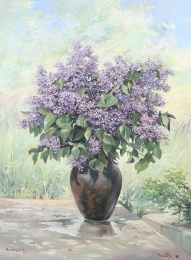 Painting titled "Lilac" by Samvel Galstyan, Original Artwork, Oil