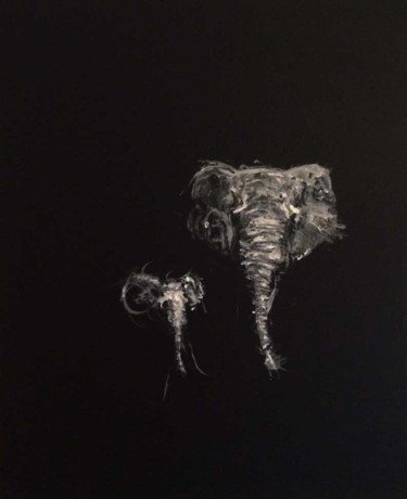 Peinture intitulée "Elephants" par Samwell, Œuvre d'art originale
