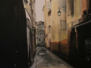 Peinture intitulée "La rue du bar" par Samwell, Œuvre d'art originale