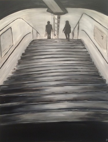 Peinture intitulée "Les escaliers" par Samwell, Œuvre d'art originale