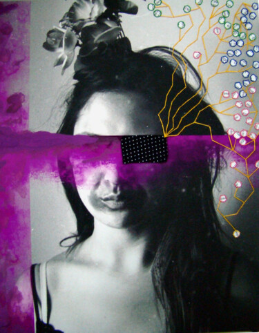 Collages intitulée "Blood in my eyes V" par Samy Sfoggia, Œuvre d'art originale, Collages