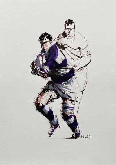 Картина под названием "Peinture rugbystique" - Samuel Robert, Подлинное произведение искусства, Чернила