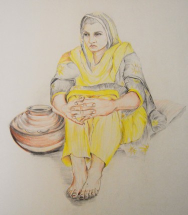 Pittura intitolato "Rural Pakistani Wom…" da Sana Anwer, Opera d'arte originale, Altro