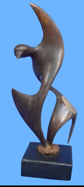 Скульптура под названием "Le message éducatif" - Abdoul Karim Sana, Подлинное произведение искусства, Бронза