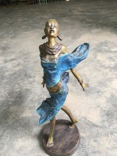 Skulptur mit dem Titel "La détente" von Abdoul Karim Sana, Original-Kunstwerk, Bronze