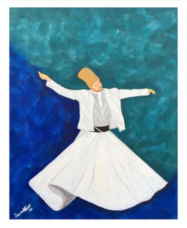 Painting titled "Sufi dervish" by Sana Nisar, Original Artwork, Acrylic