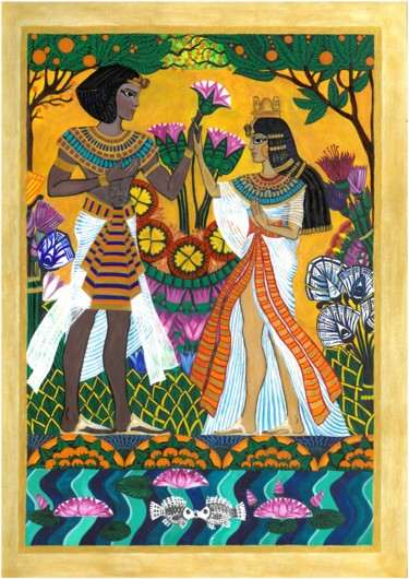 Ζωγραφική με τίτλο "Влюблённые в саду" από Оксана Доробалюк, Αυθεντικά έργα τέχνης, Ακουαρέλα