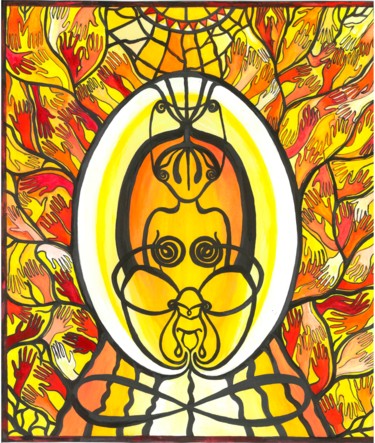 Pintura titulada "Космическое яйцо/Др…" por Oksana Dorobaliuk, Obra de arte original, Gouache