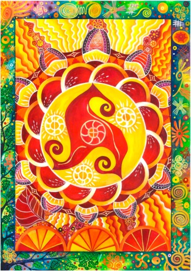 「Солнце」というタイトルの絵画 Оксана Доробалюкによって, オリジナルのアートワーク, 水彩画
