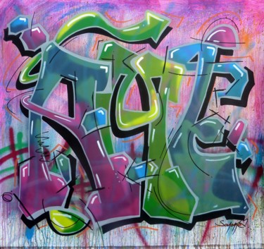 Painting titled "" Ame "" by Saname, Original Artwork, Spray paint
