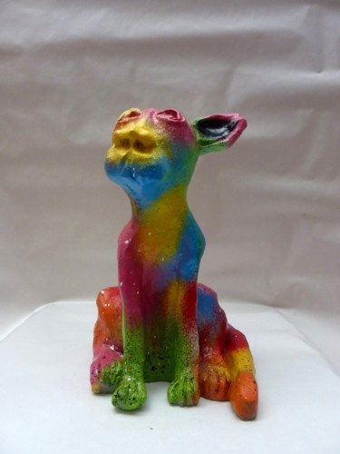 Скульптура под названием "Dog" - Saname, Подлинное произведение искусства, Гипс