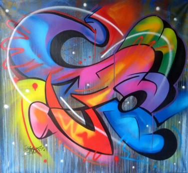 Painting titled "Tag n°201" by Saname, Original Artwork, Spray paint