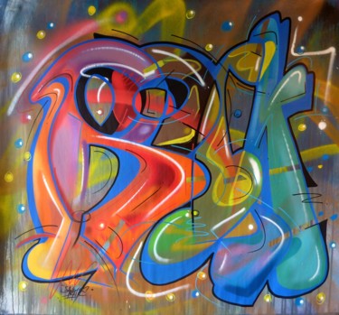 Картина под названием "Rock n°3" - Saname, Подлинное произведение искусства, Рисунок распылителем краски