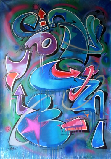 Painting titled "Tag n°215" by Saname, Original Artwork, Spray paint