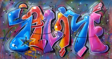 Painting titled "Tag n°218" by Saname, Original Artwork, Spray paint