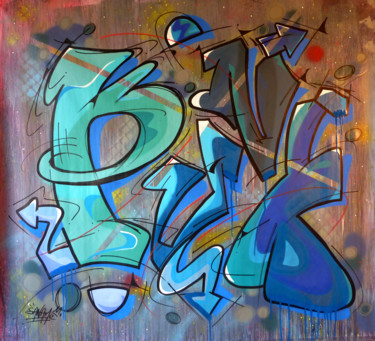 Schilderij getiteld "Punk 01" door Saname, Origineel Kunstwerk, Graffiti
