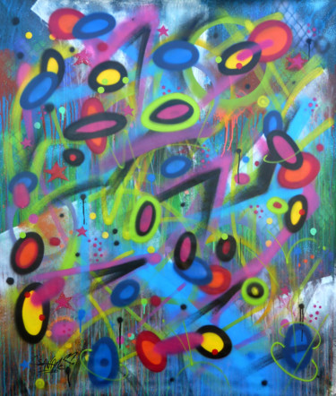 Painting titled "Abstract 2104" by Saname, Original Artwork, Spray paint