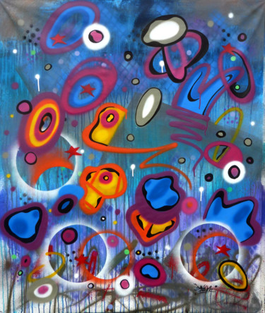 Schilderij getiteld "Abstract 2105" door Saname, Origineel Kunstwerk, Graffiti