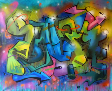Painting titled "Tag n°2112" by Saname, Original Artwork, Spray paint