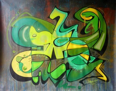 Schilderij getiteld "100 Titre 34XL" door Saname, Origineel Kunstwerk, Graffiti