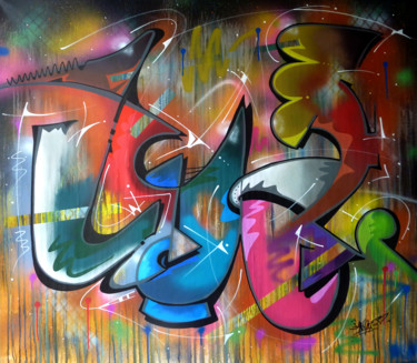 Painting titled "100 titres 54" by Saname, Original Artwork, Spray paint