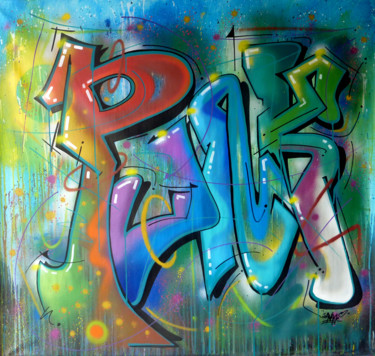 Schilderij getiteld "Punk 02" door Saname, Origineel Kunstwerk, Graffiti