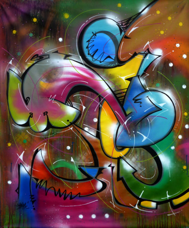 Malerei mit dem Titel "100 titres 59" von Saname, Original-Kunstwerk, Sprühfarbe