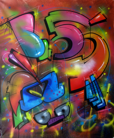 Painting titled "100 titres 58"" by Saname, Original Artwork, Spray paint