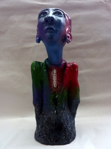 Sculpture titled "Qui suis je ? 1/8" by Saname, Original Artwork, Plaster