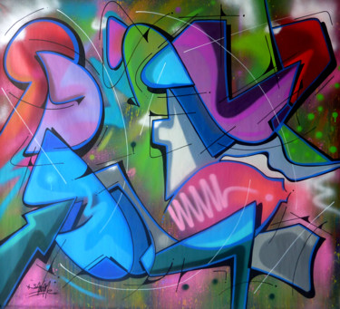 Painting titled "100 titres 62" by Saname, Original Artwork, Spray paint