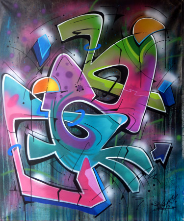 Painting titled "100 titres 64" by Saname, Original Artwork, Spray paint