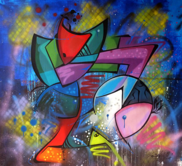 Painting titled "Fish 7" by Saname, Original Artwork, Spray paint