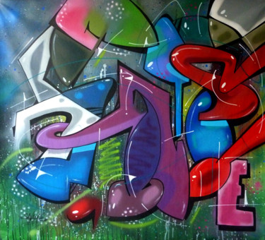 Painting titled "Tag n°2117" by Saname, Original Artwork, Spray paint