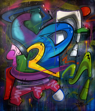 Painting titled "Tag n°2119" by Saname, Original Artwork, Spray paint