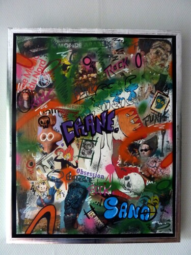 Collages getiteld "Shakespeare" door Saname, Origineel Kunstwerk, Collages Gemonteerd op Frame voor houten brancard