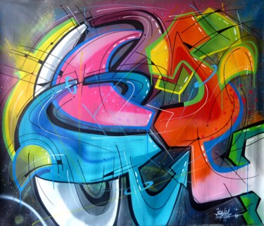 Malerei mit dem Titel "100 titres 81" von Saname, Original-Kunstwerk, Sprühfarbe