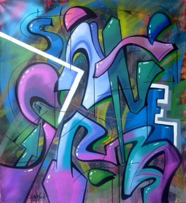 Schilderij getiteld "Tag n° 2204" door Saname, Origineel Kunstwerk, Graffiti