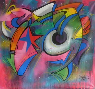 Malerei mit dem Titel "100 titres 95" von Saname, Original-Kunstwerk, Sprühfarbe