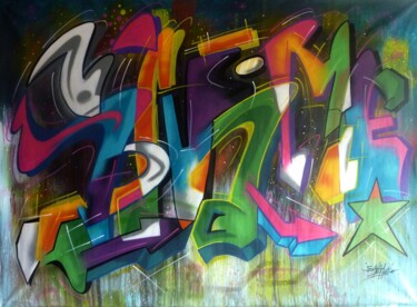 Painting titled "Tag n° 2304" by Saname, Original Artwork, Spray paint