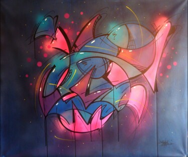 Painting titled "Fish n°2308" by Saname, Original Artwork, Spray paint